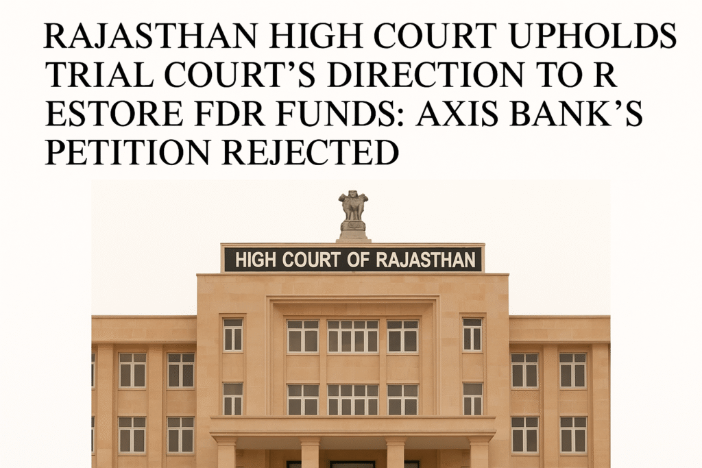 Rajasthan High Court Upholds Trial Court’s Direction to Restore FDR Funds Axis Bank’s Petition Rejected
