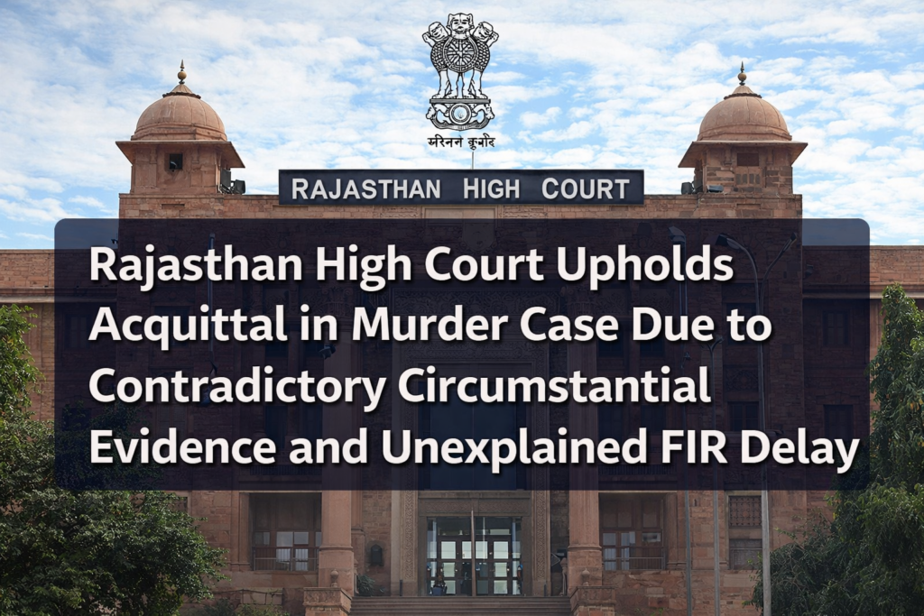 Rajasthan High Court Upholds Acquittal in Murder Case Due to Contradictory Circumstantial Evidence and Unexplained FIR Delay