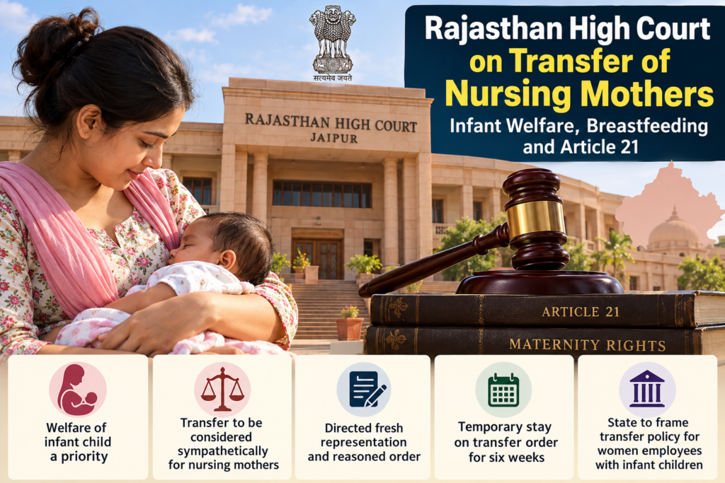 Jaipur High Court on Transfer of Nursing Mothers Infant Welfare and Article 21